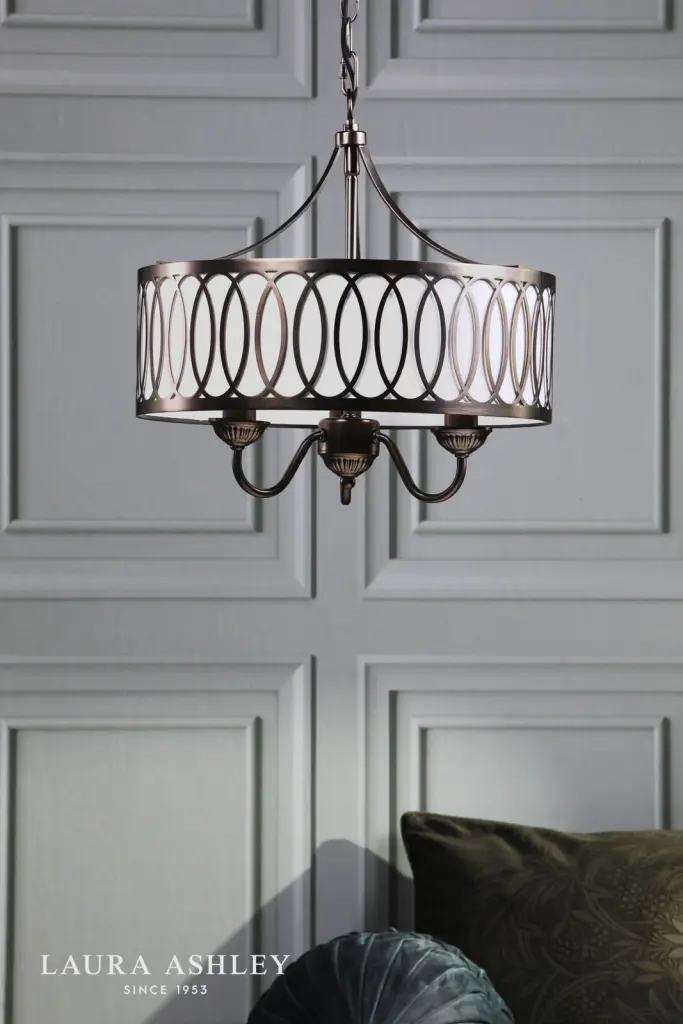 Allerford 3 Light Bronze Pendant with Taupe Shade