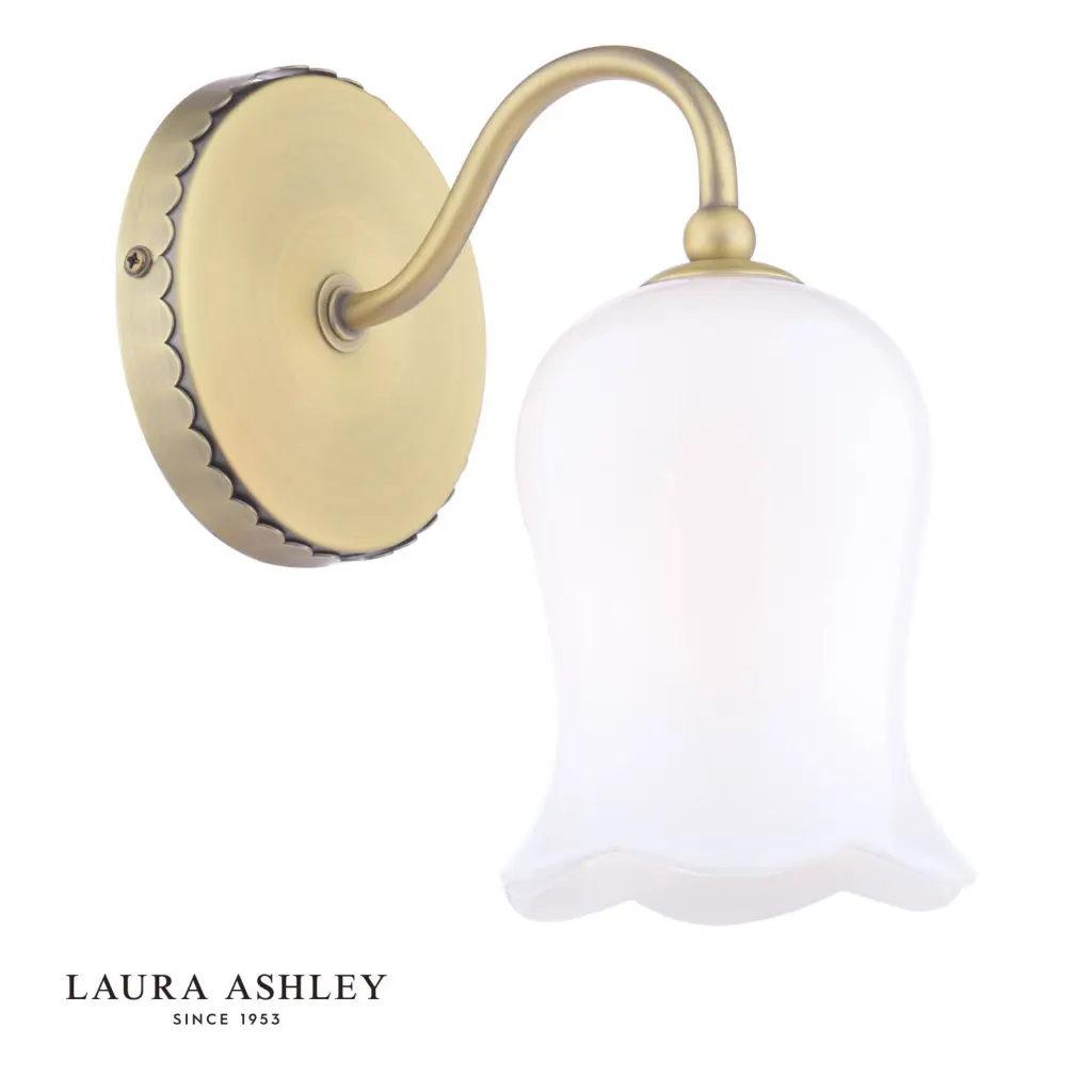 Lidsell Antique Brass Wall Fitting with Opal Glass