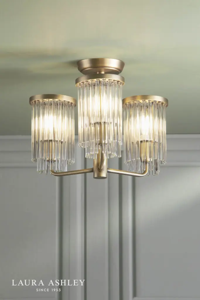 Hilcote 3 Light Antique Brass Semi Flush Fitting