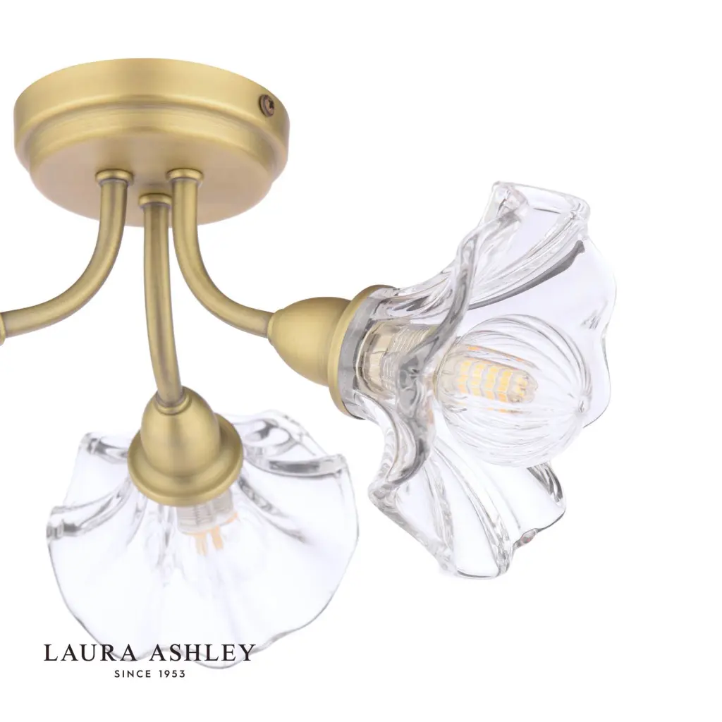 Kerswell 3 Light Antique Brass Semi Flush Fitting