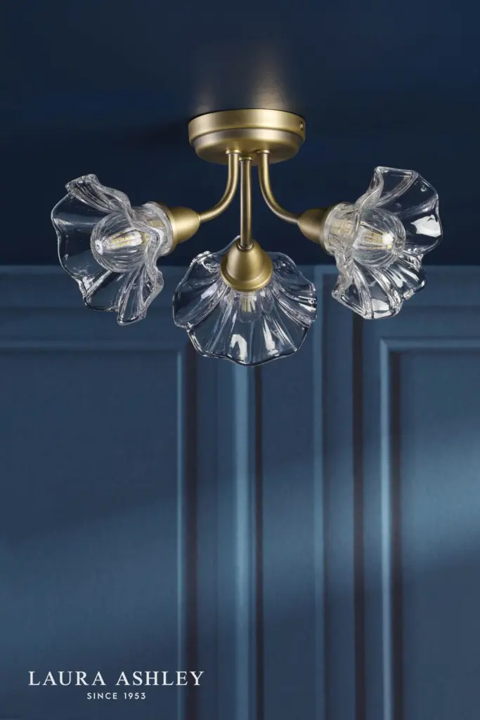 Kerswell 3 Light Antique Brass Semi Flush Fitting