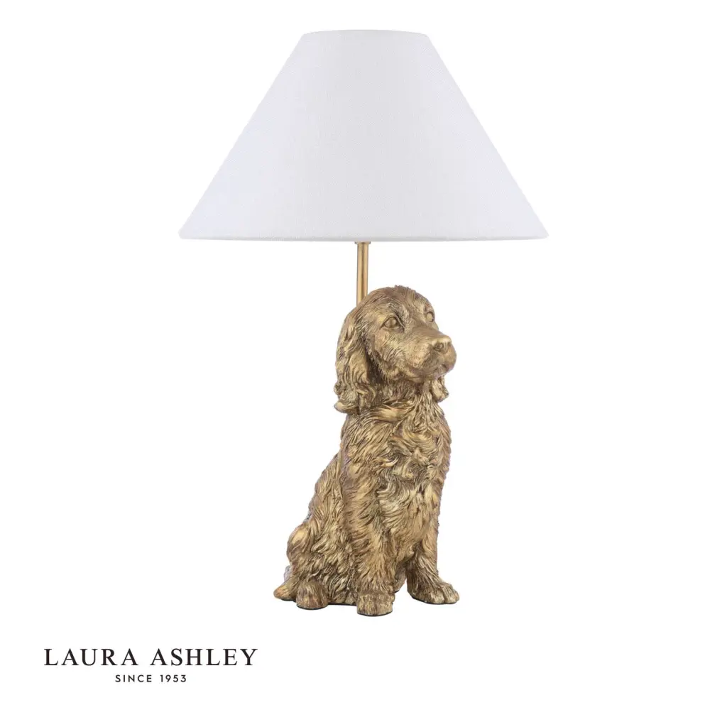 Antique Gold Cocker Spaniel Table Lamp C/W Shade