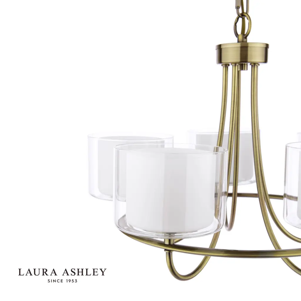 Southwell 5 Light Pendant in Antique Brass & Opal Glass