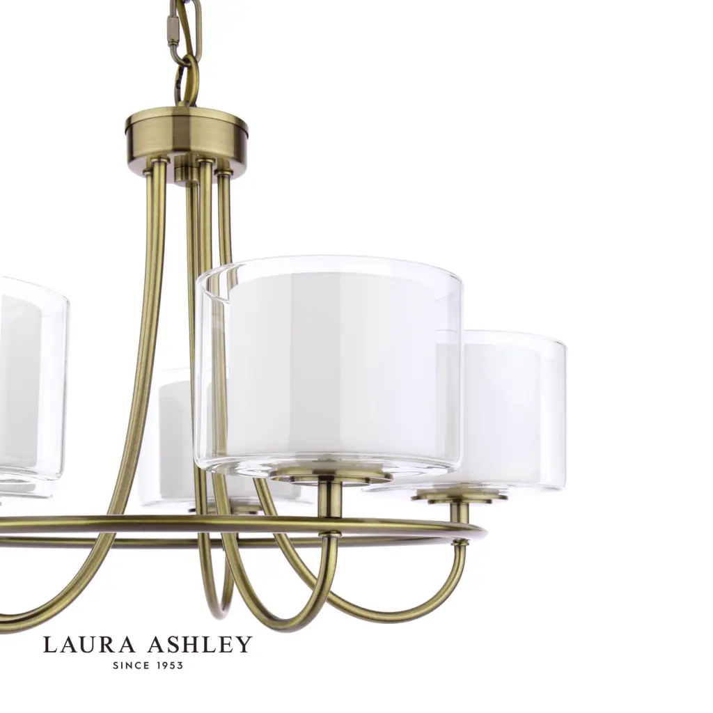 Southwell 5 Light Pendant in Antique Brass & Opal Glass