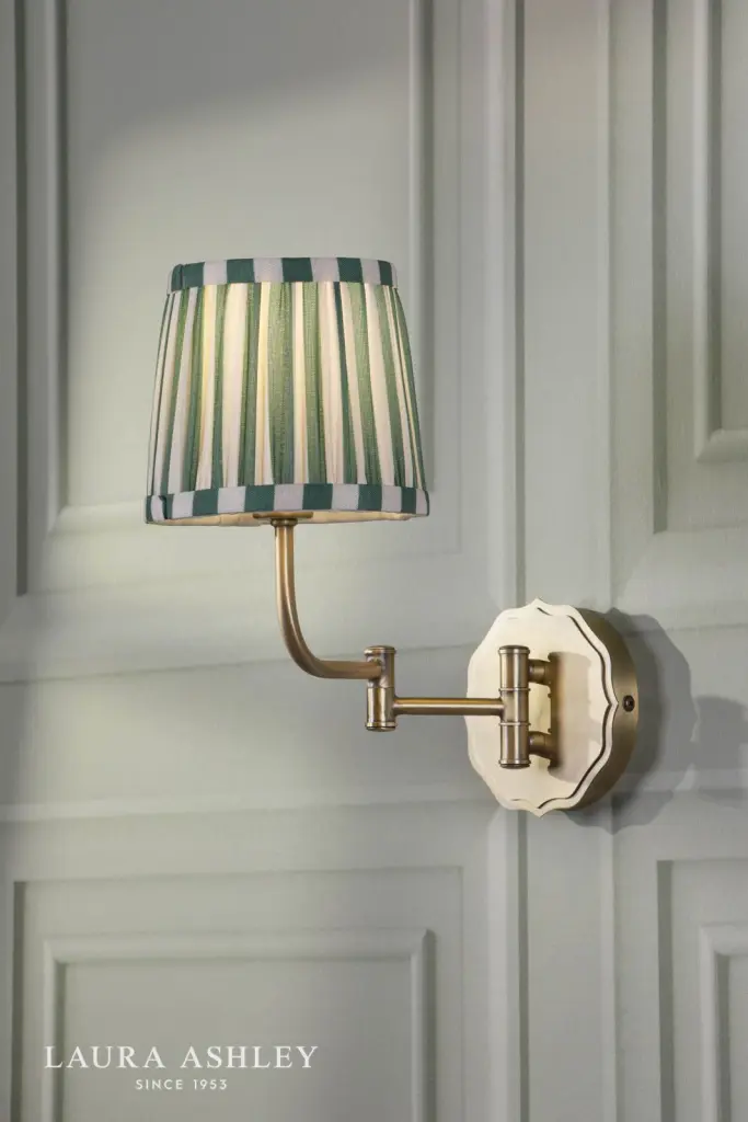 Denwick Antique Brass Wall Light C/W Green Shade