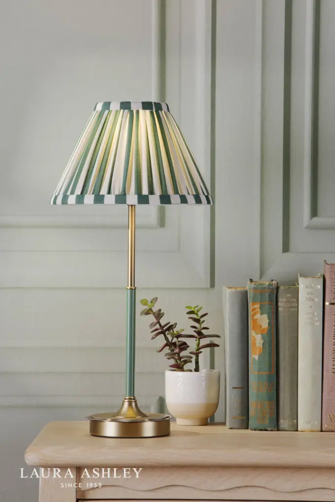 Denwick Antique Brass Table Lamp C/W Green Shade