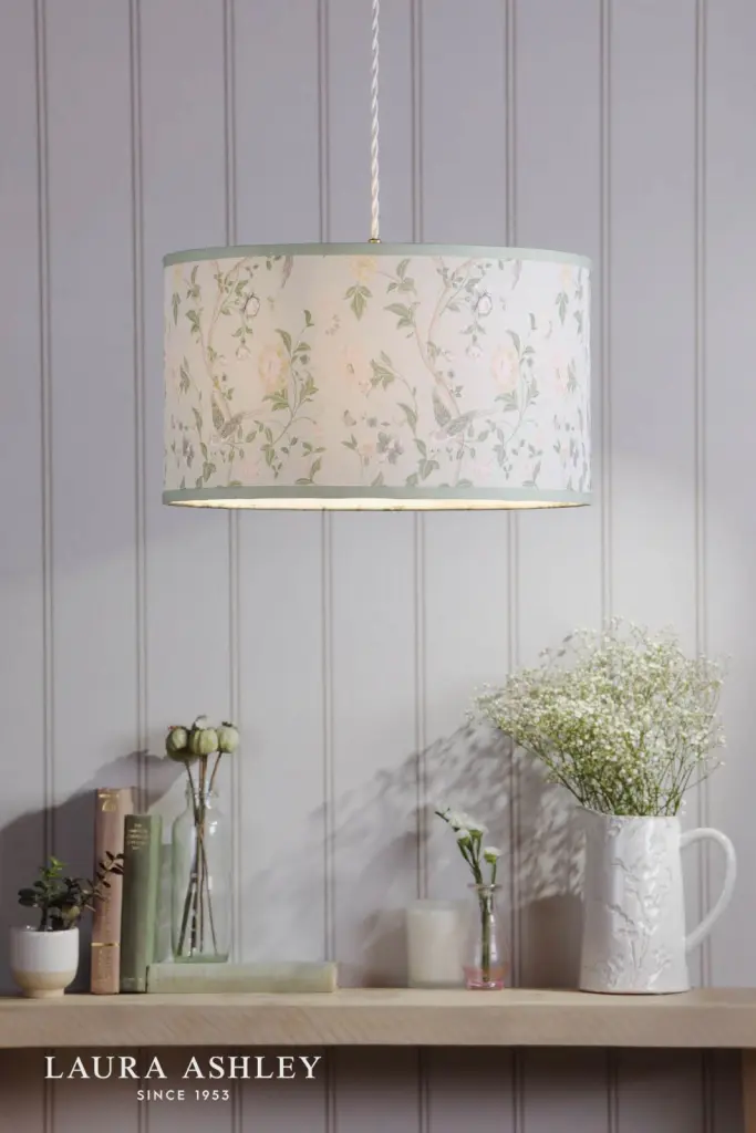 Summer Palace Green Cotton Drum Shade