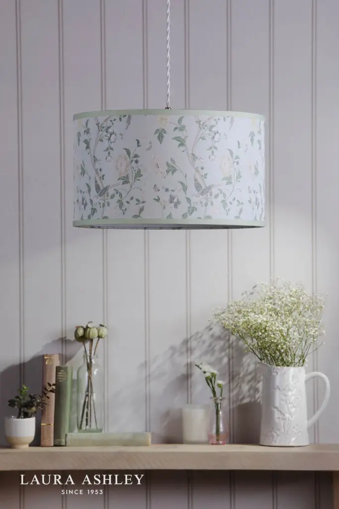 Summer Palace Green Cotton Drum Shade