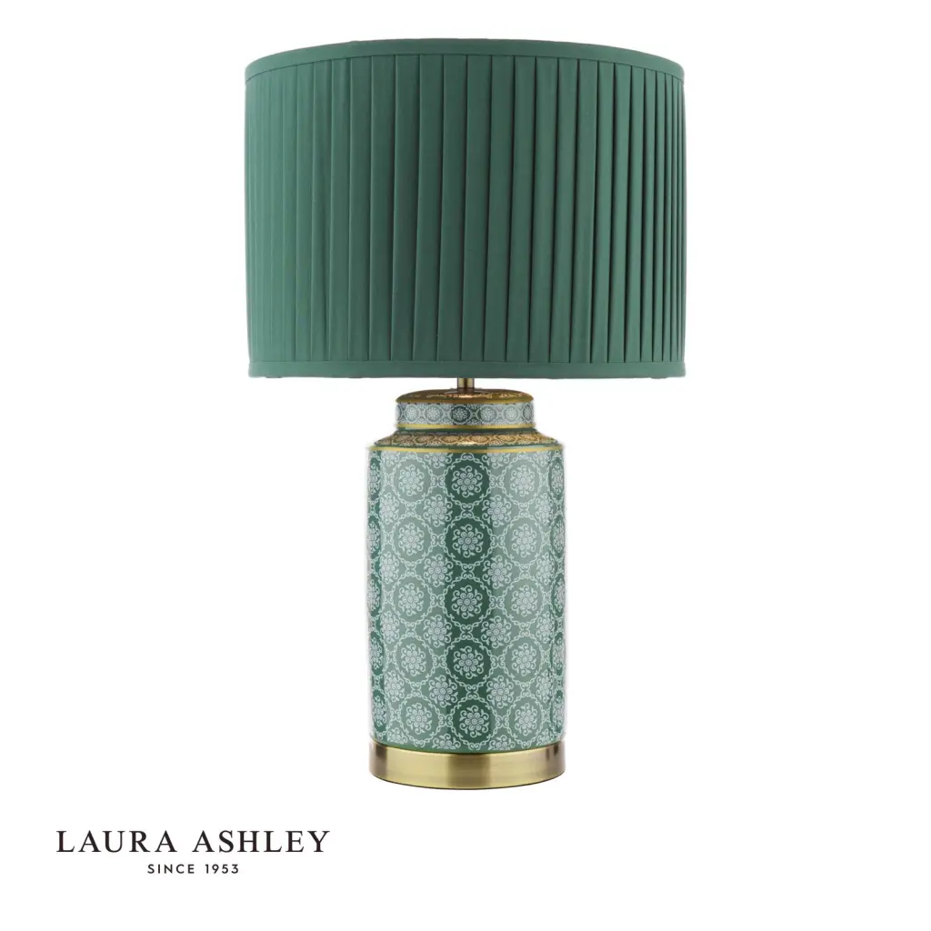 Knipton Antique Brass & Green Table Lamp C/W Shade