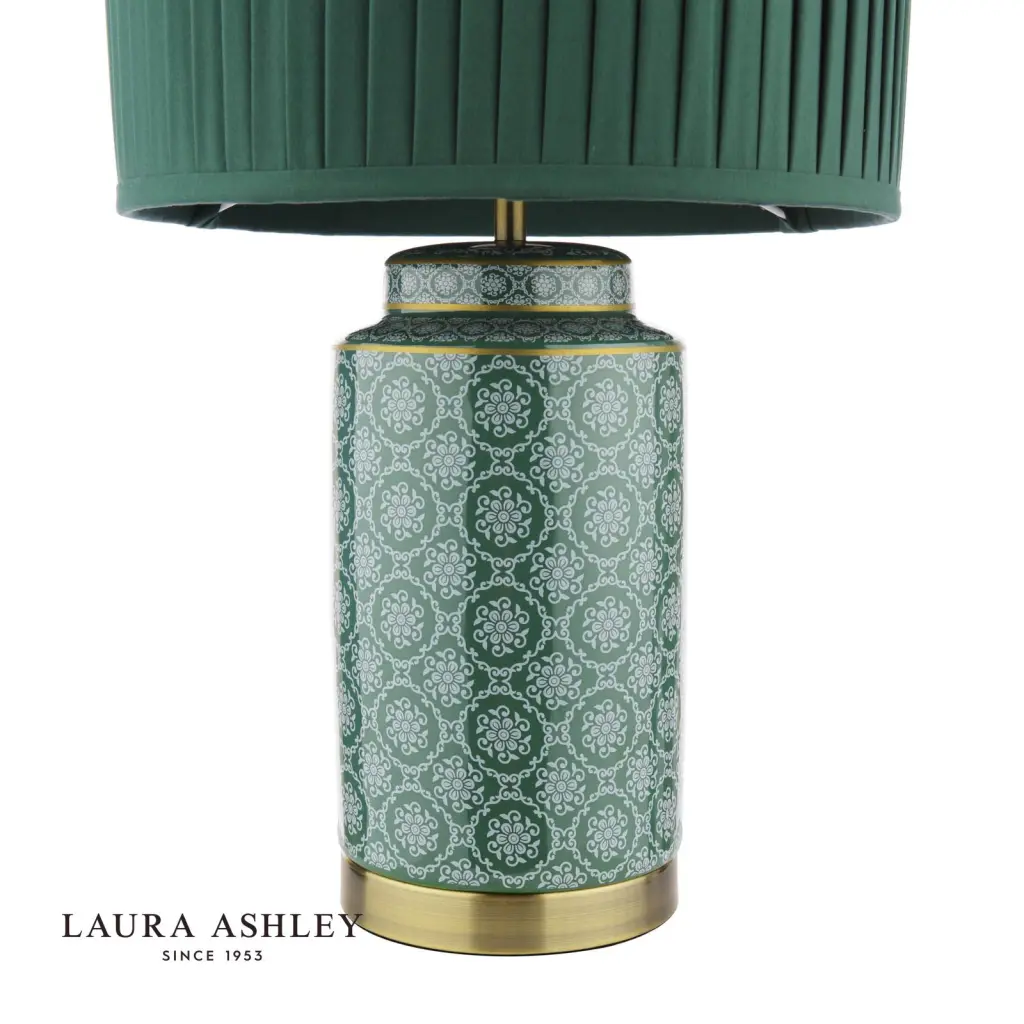 Knipton Antique Brass & Green Table Lamp C/W Shade