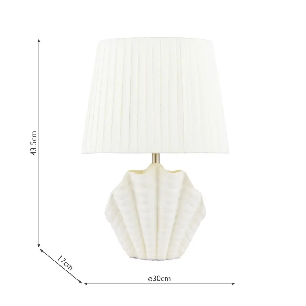 Shell White Ceramic Table Lamp C/W Shade