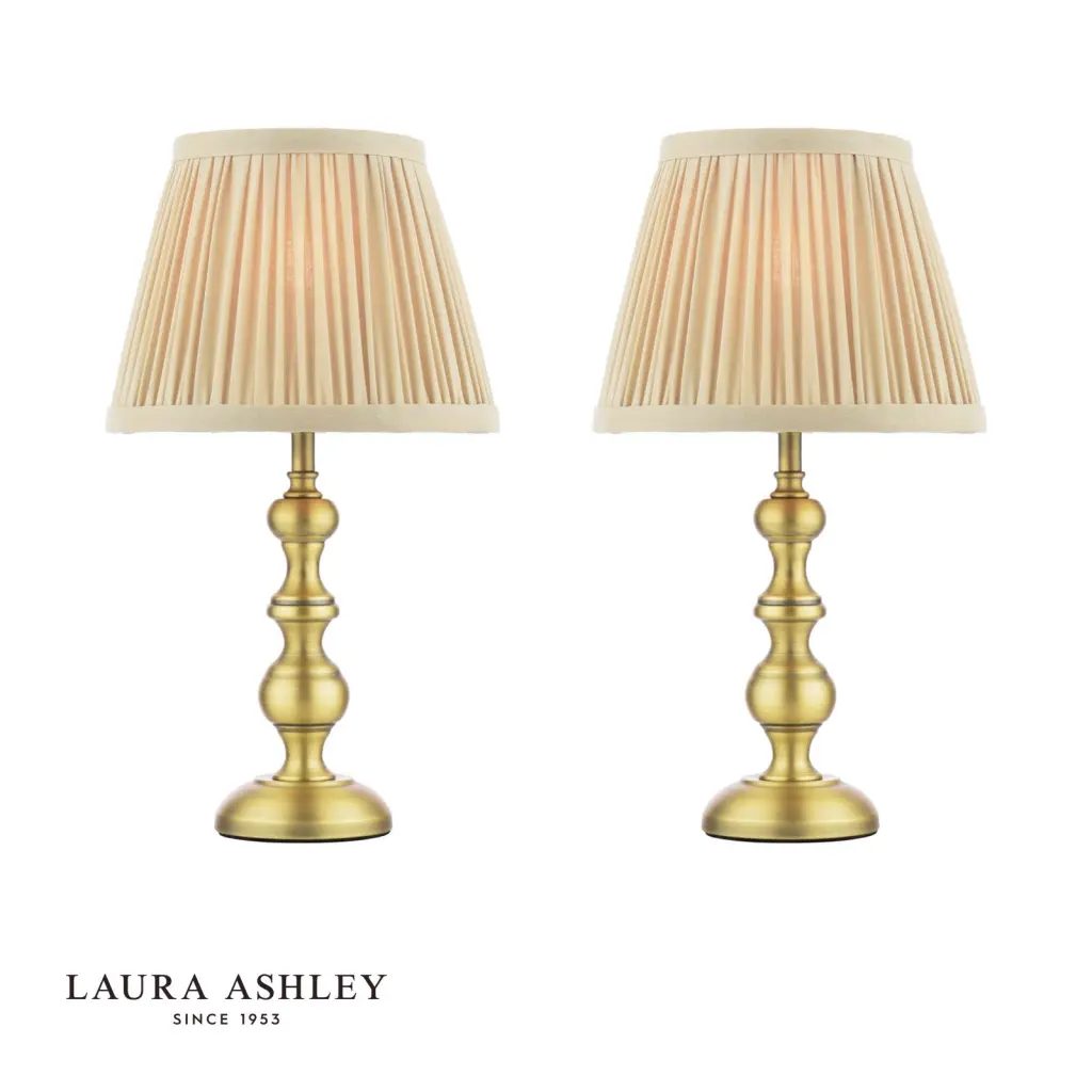 Ezra Twin Pack Antique Brass Table Lamps C/W Shade