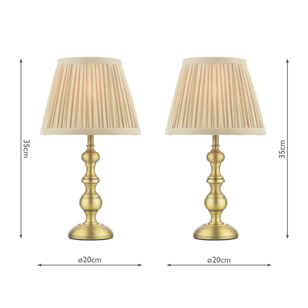Ezra Twin Pack Antique Brass Table Lamps C/W Shade