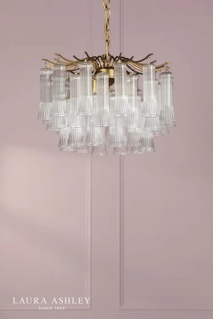 Penlee 4 Light Antique Brass Ceiling Pendant with Ribbed Glass