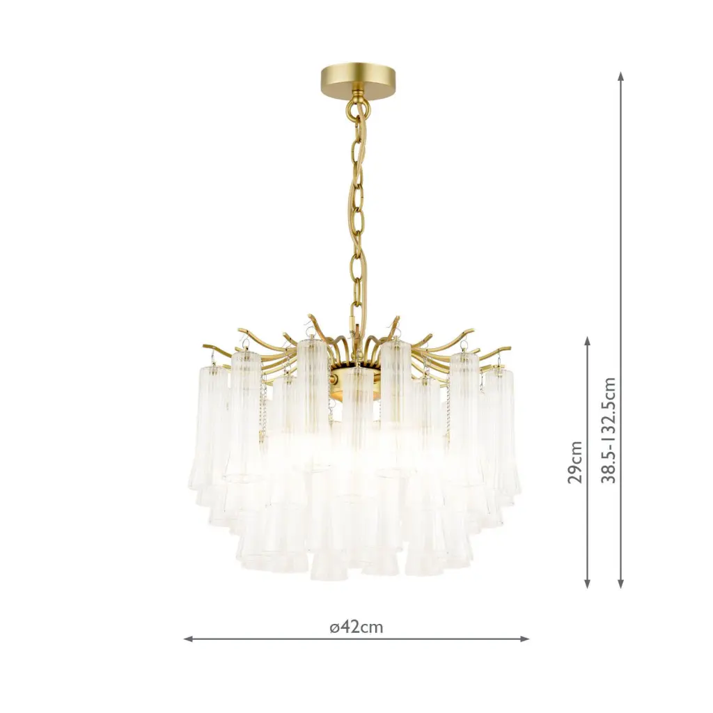 Penlee 4 Light Antique Brass Ceiling Pendant with Ribbed Glass
