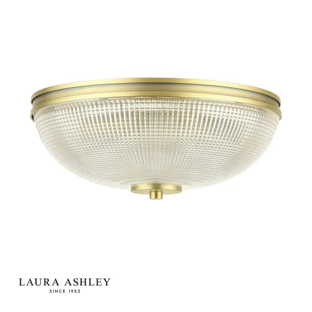 Langdon Antique Brass & Textured Glass Bathroom Flush Fitting IP44