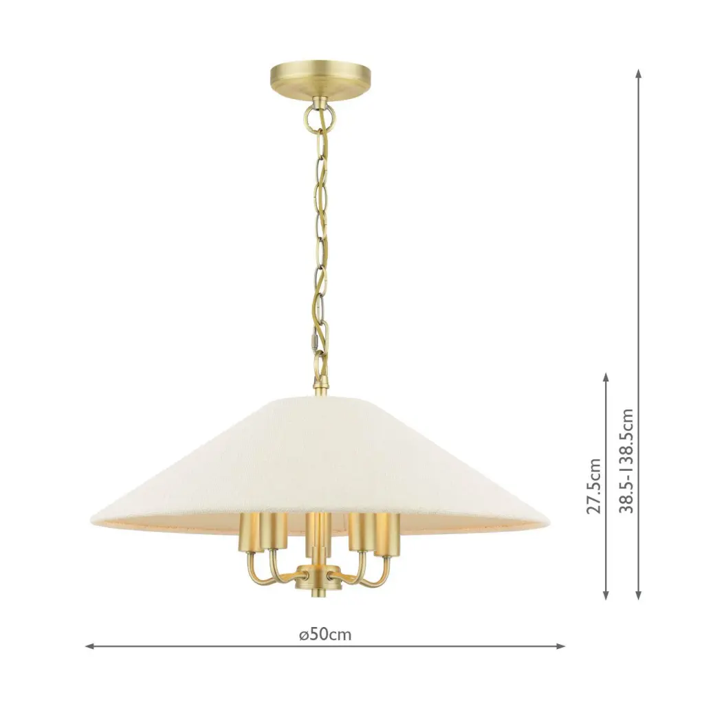 Harland 5 Light Antique Brass Pendant
