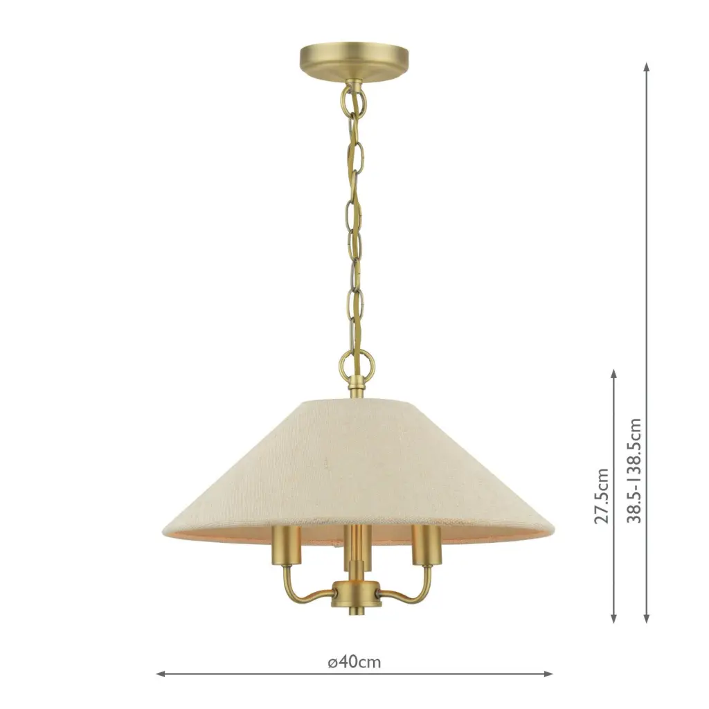 Harland 3 Light Antique Brass Pendant