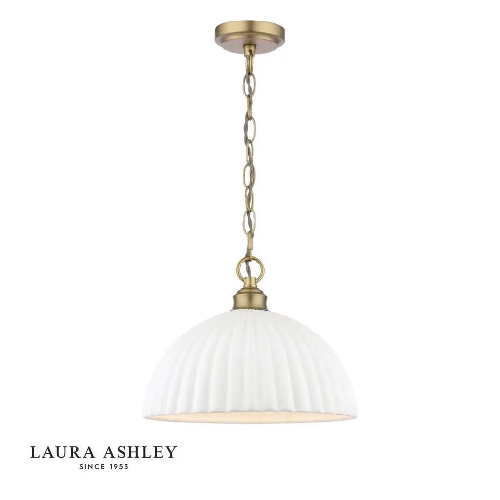 Durford Large Pendant in Matt Antique Brass and White Ceramic Shade