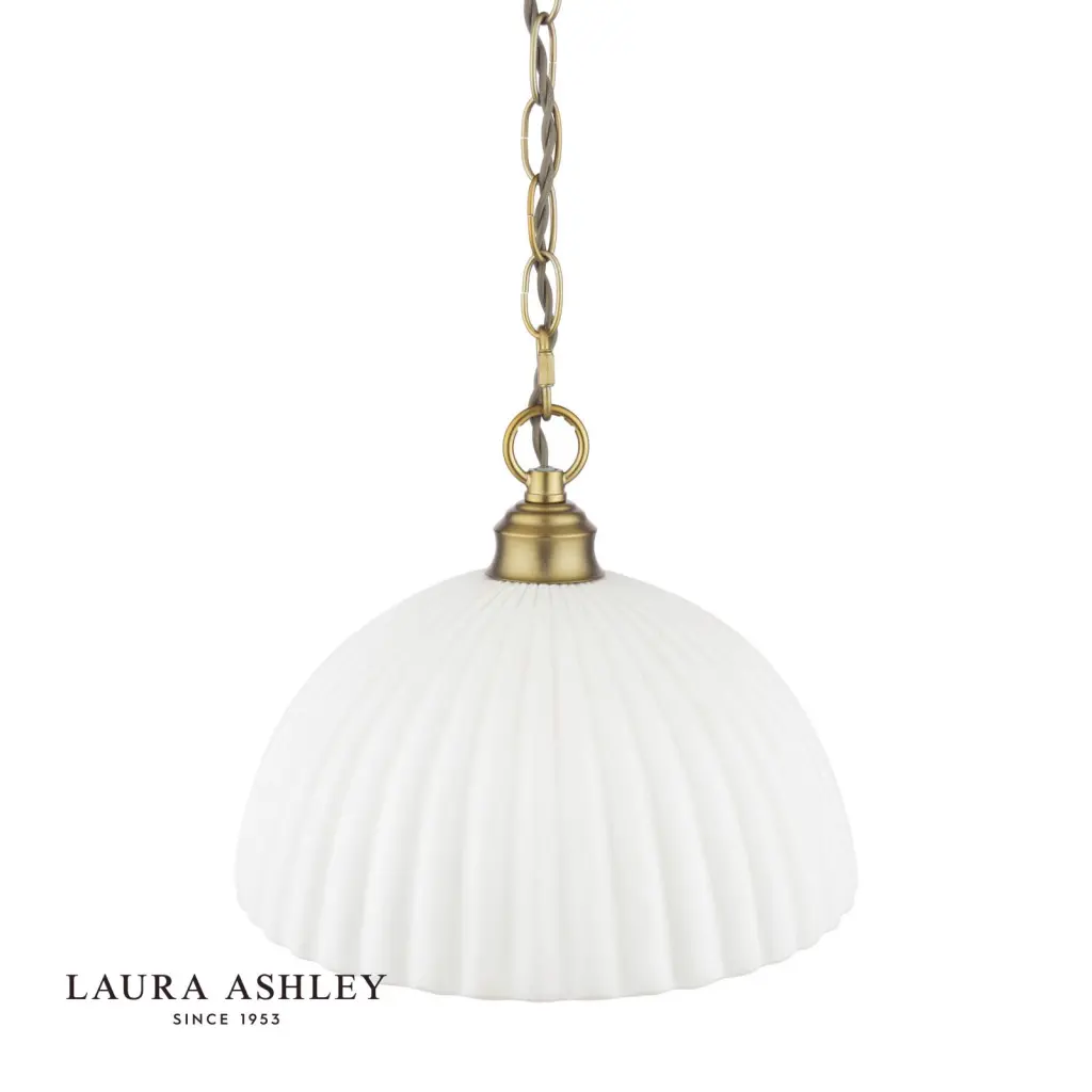 Durford Large Pendant in Matt Antique Brass and White Ceramic Shade