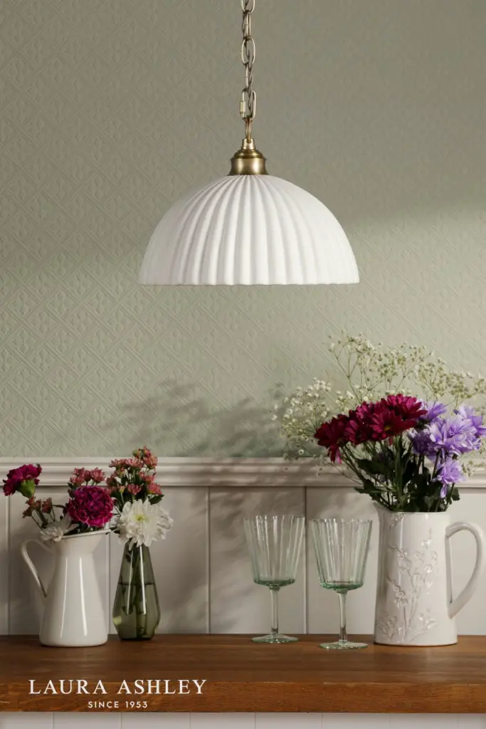 Durford Large Pendant in Matt Antique Brass and White Ceramic Shade