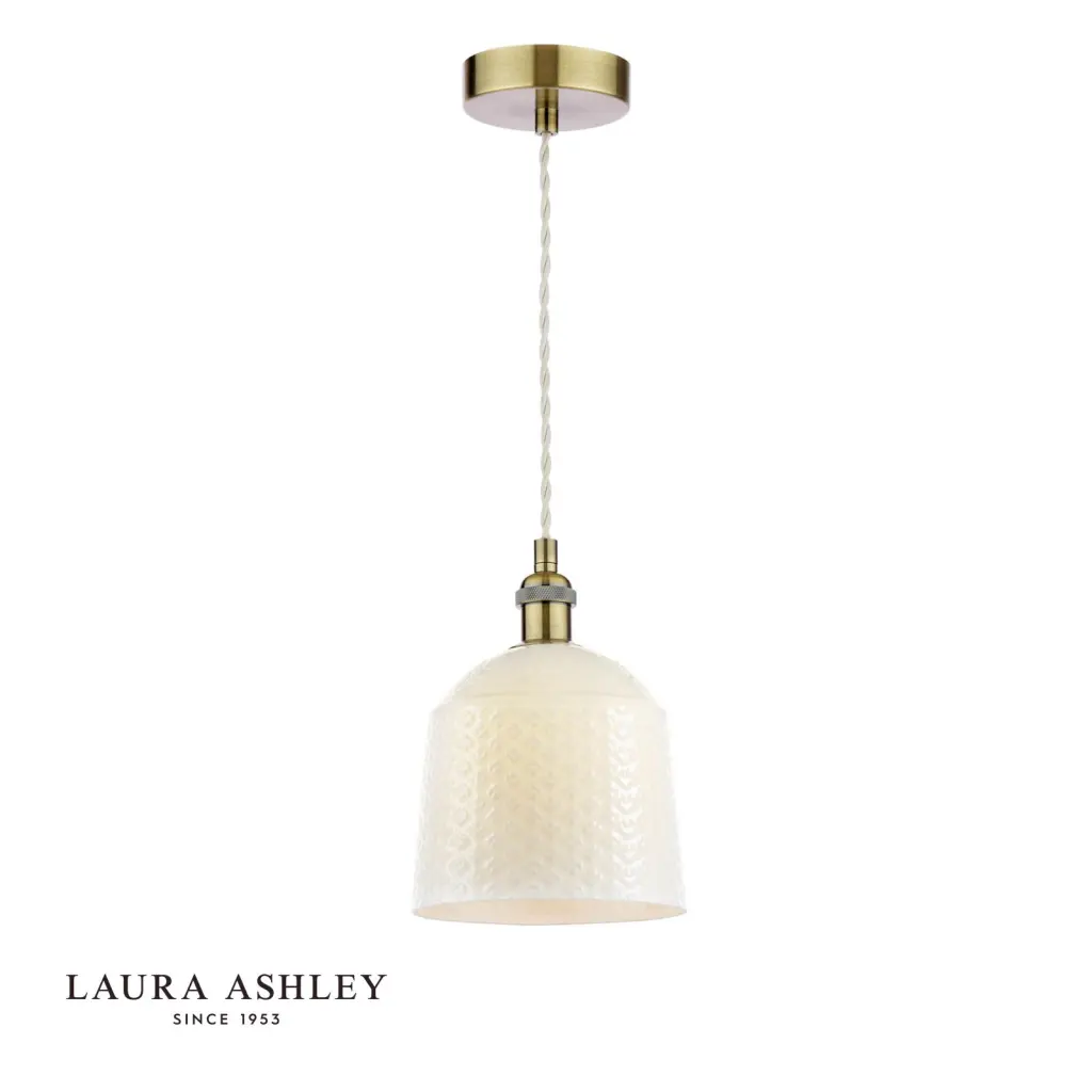 Porcelain Round Cream & Brass Single Pendant
