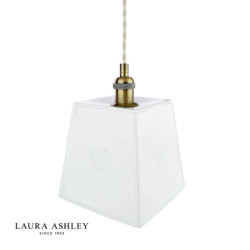 Porcelain Square Cream & Brass Single Pendant