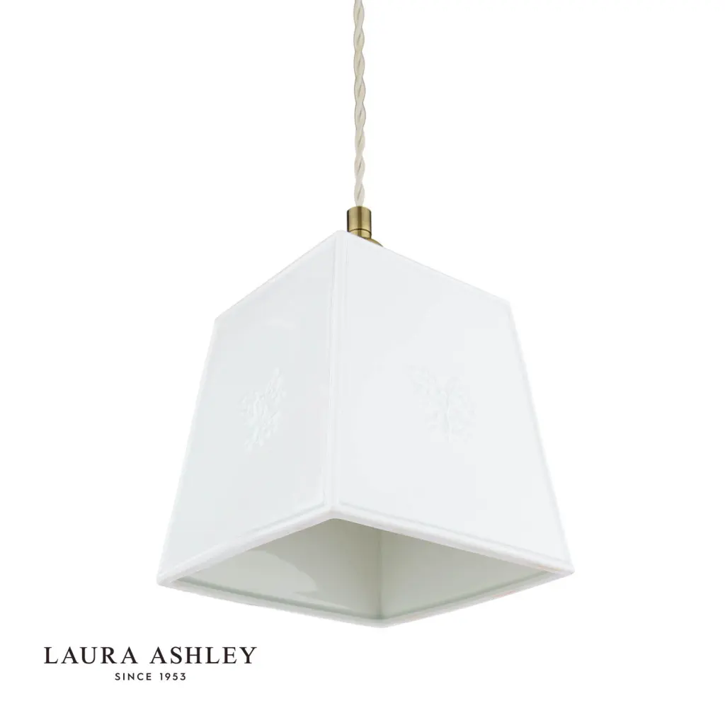 Porcelain Square Cream & Brass Single Pendant
