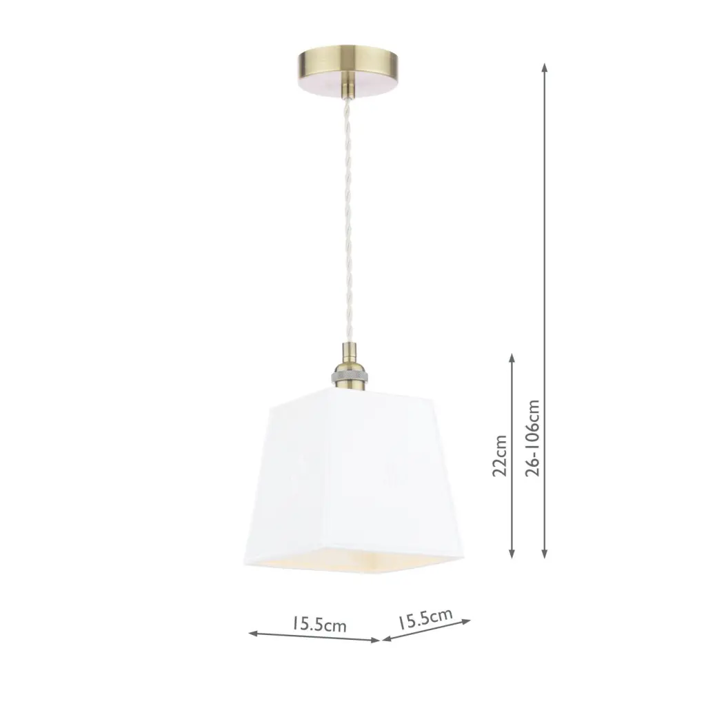 Porcelain Square Cream & Brass Single Pendant