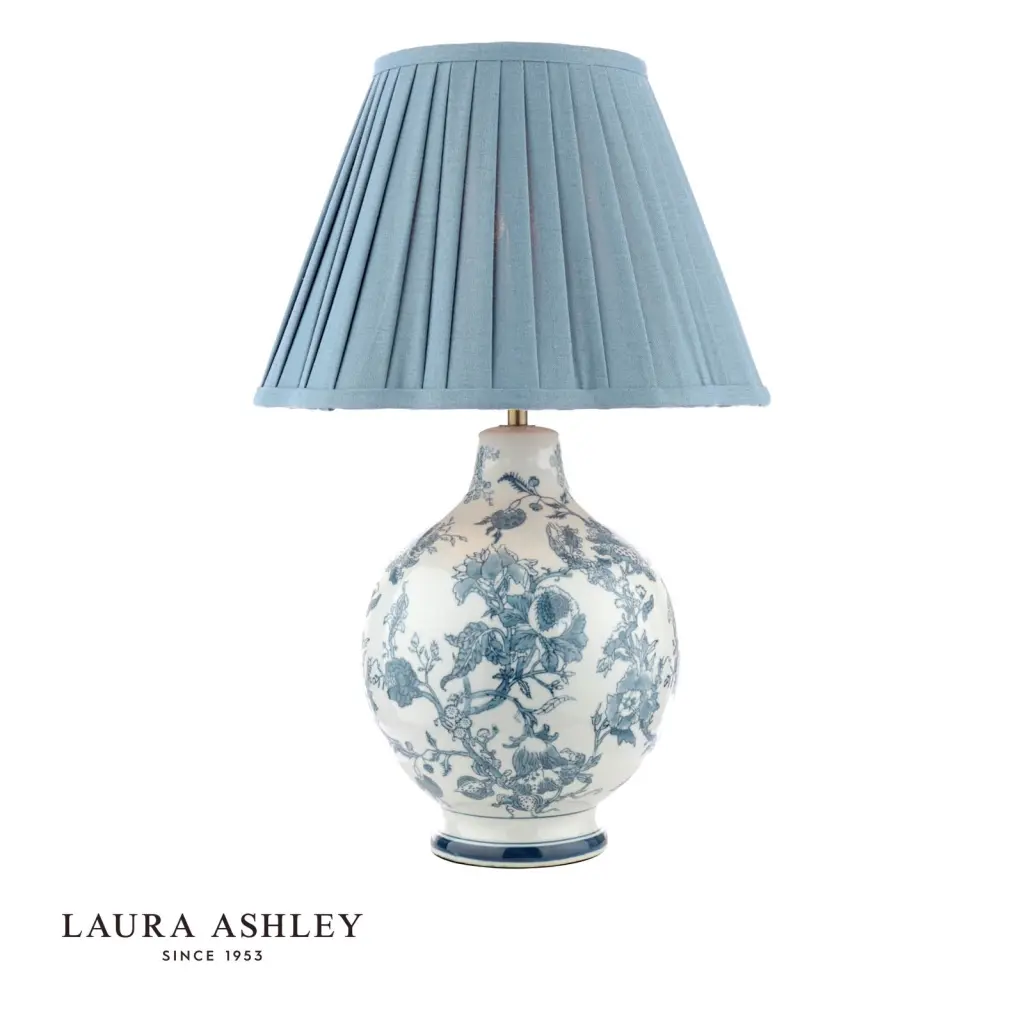 Maltby Blue Ceramic Table Lamp C/W Shade