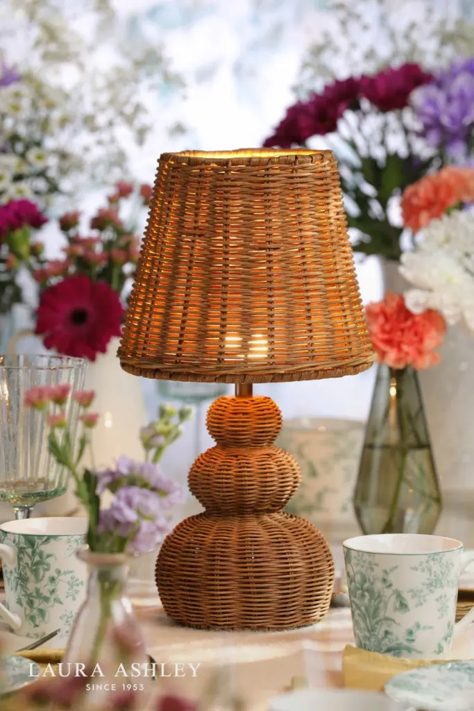 Hasfield Rechargeable Rattan Table Lamp C/W Shade