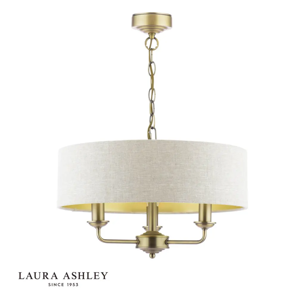 Sorrento 3 Light Antique Brass Pendant with Natural Shade