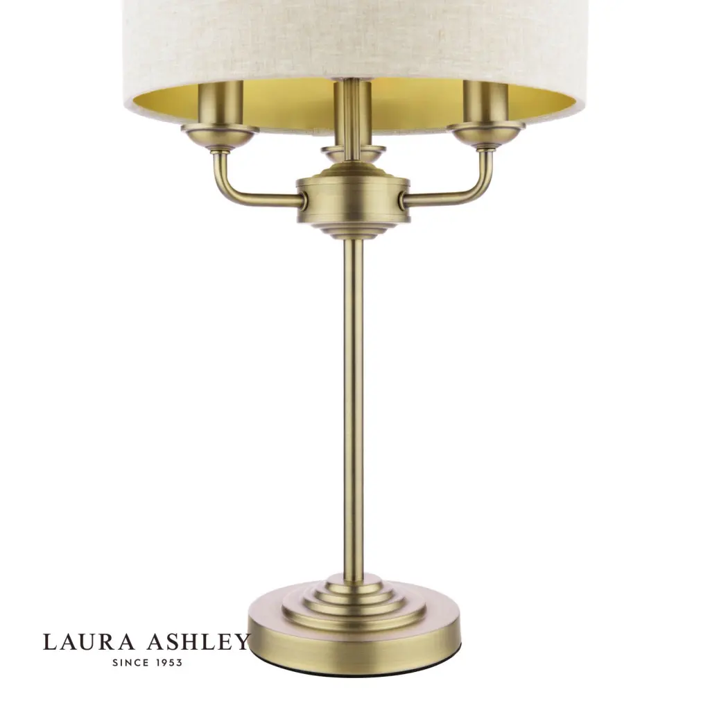 Sorrento 3 Light Table Lamp Antique Brass With Natural Shade
