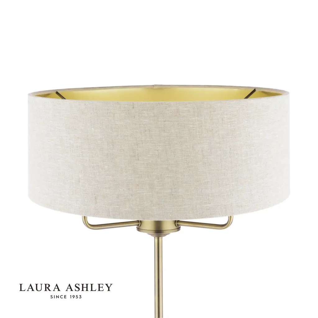 Sorrento 3 Light Antique Brass Floor Lamp With Natural Shade