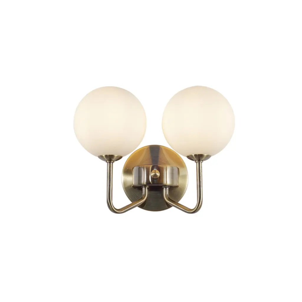 Lando Double Wall Light in Antique Brass