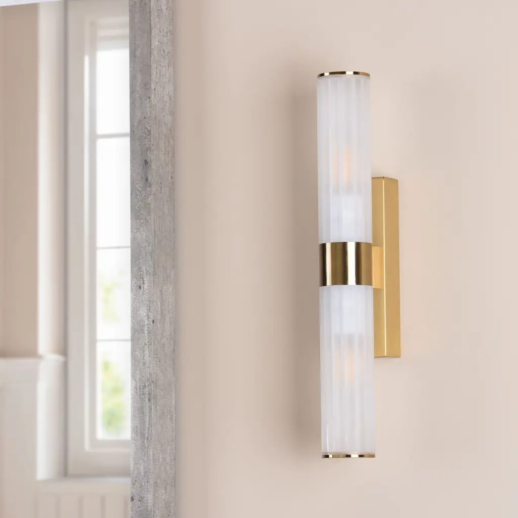 Lars Brushed Gold Up & Down Bathroom Wall Light