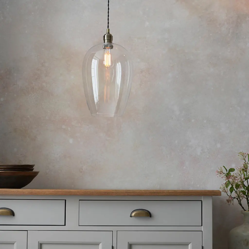 Molly Antique Brass Large Clear Glass Pendant