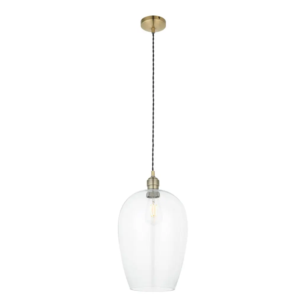 Molly Antique Brass Large Clear Glass Pendant
