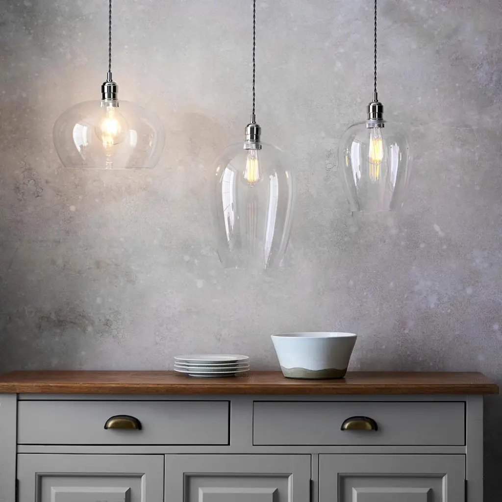 Molly Polished Nickel Large Clear Glass Pendant