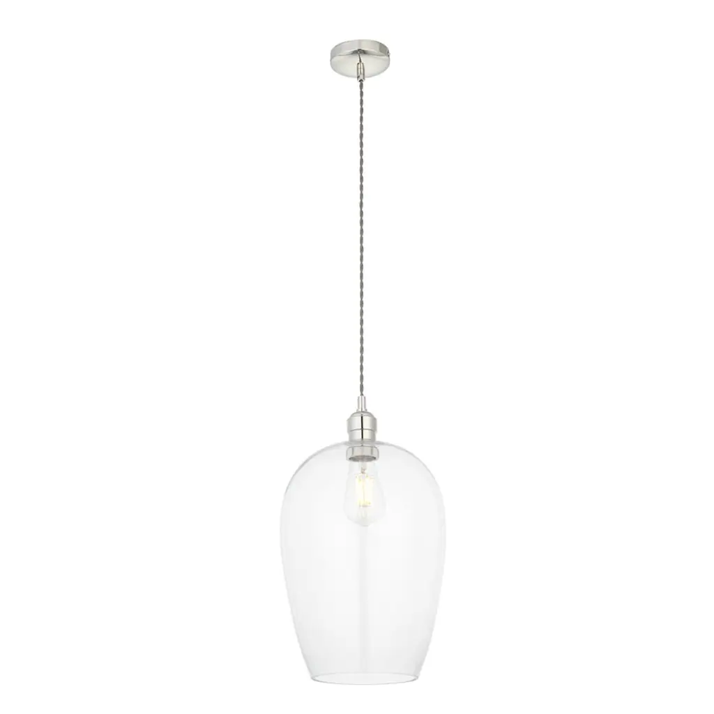 Molly Polished Nickel Large Clear Glass Pendant