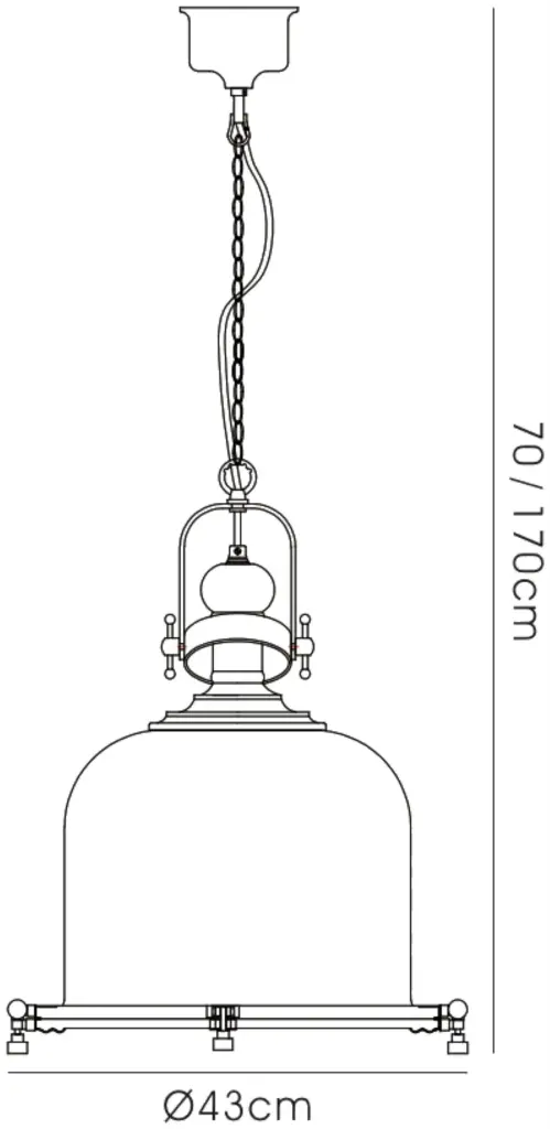 Riley Large Bell Pendant in Antique Brass & Cognac Glass