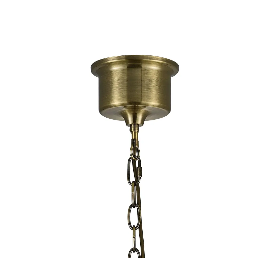 Riley Large Bell Pendant in Antique Brass & Cognac Glass