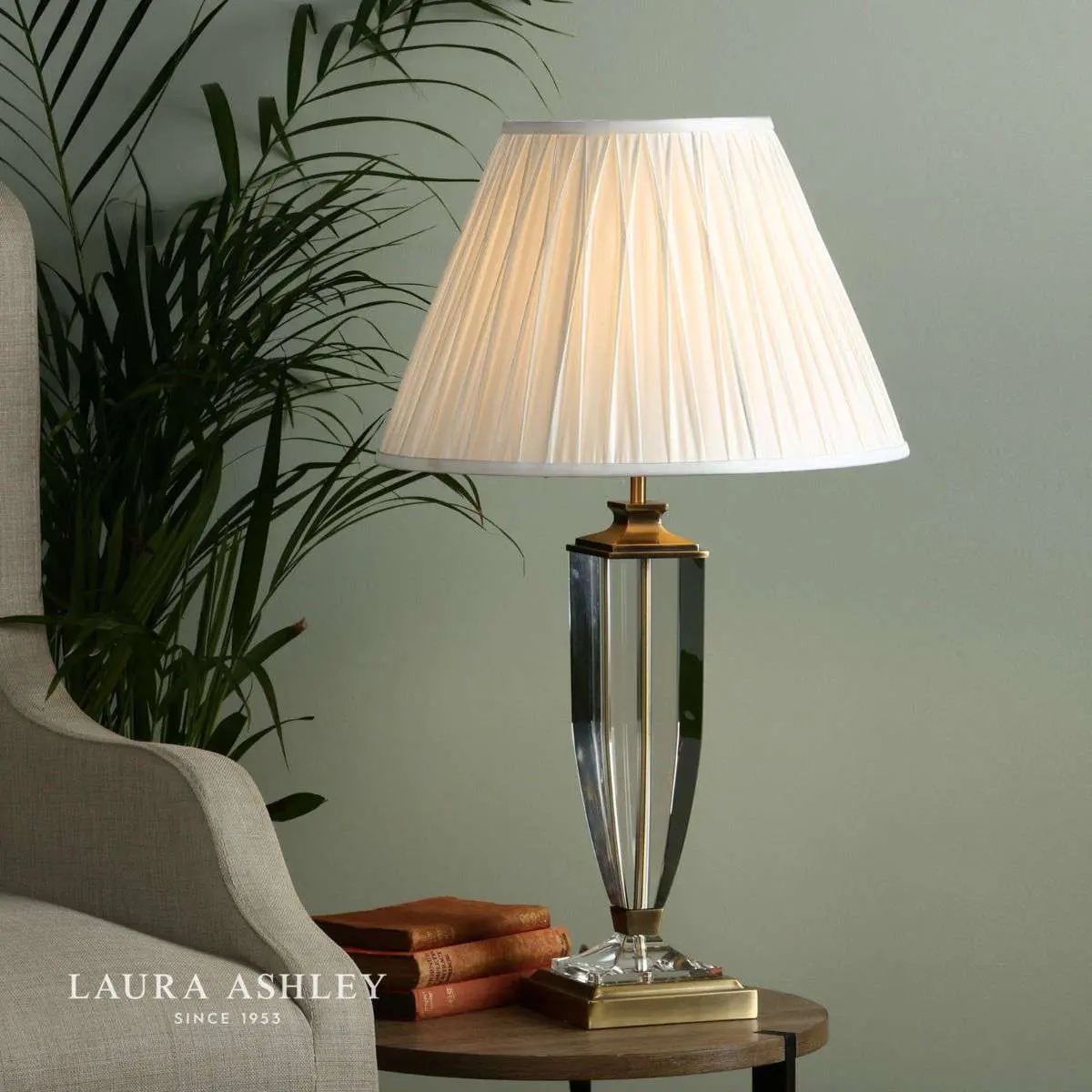 Laura Ashley Carson Antique Brass & Crystal Table Lamp Base Only Large