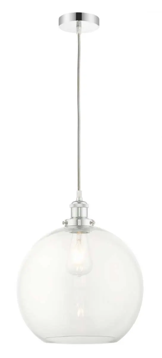 Lewis 1 Light Medium Glass Ball Pendant Polished Chrome