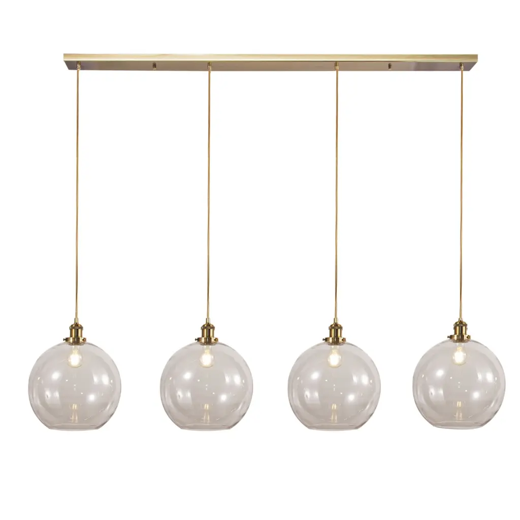 Lewis 4 Light Bar Pendant in Antique Brass & Clear Glass