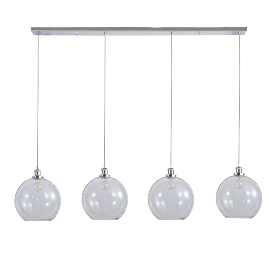 Lewis 4 Light Bar Pendant in Polished Chrome & Clear Glass