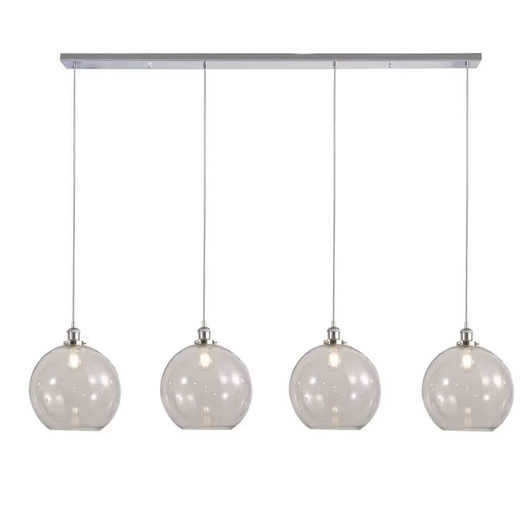 Lewis 4 Light Bar Pendant in Polished Chrome & Clear Glass