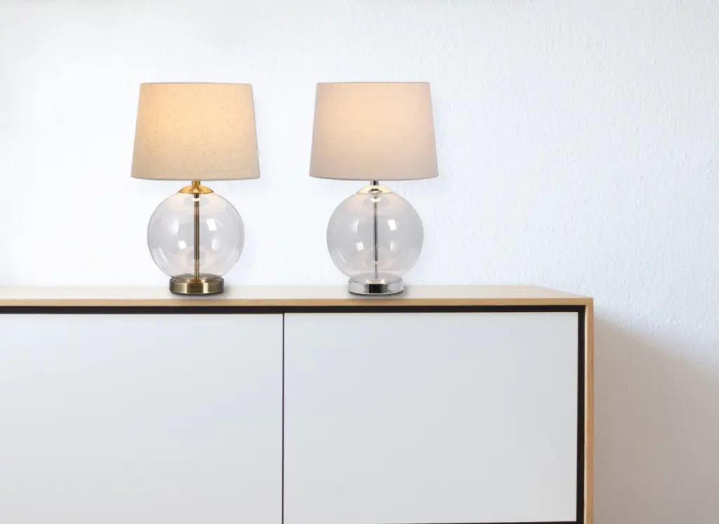 Lewis Polished Chrome Table Lamp C/W Shade
