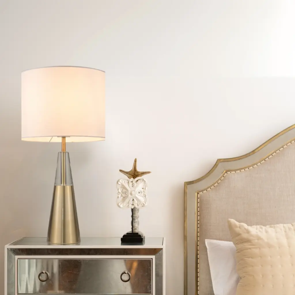 Lola Satin Gold Table Lamp C/W Shade