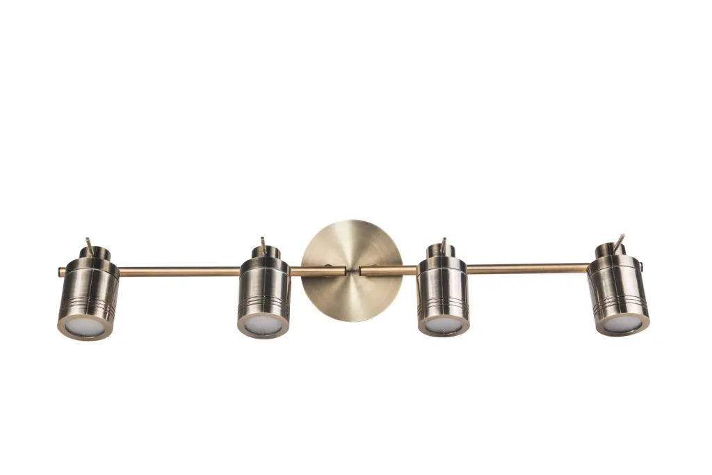 Luxo 4 light Spotlight Bar in Antique Brass